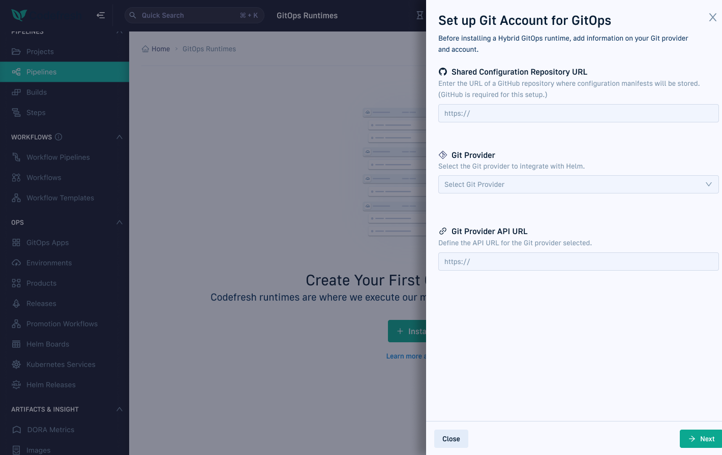 Set up Git account drawer